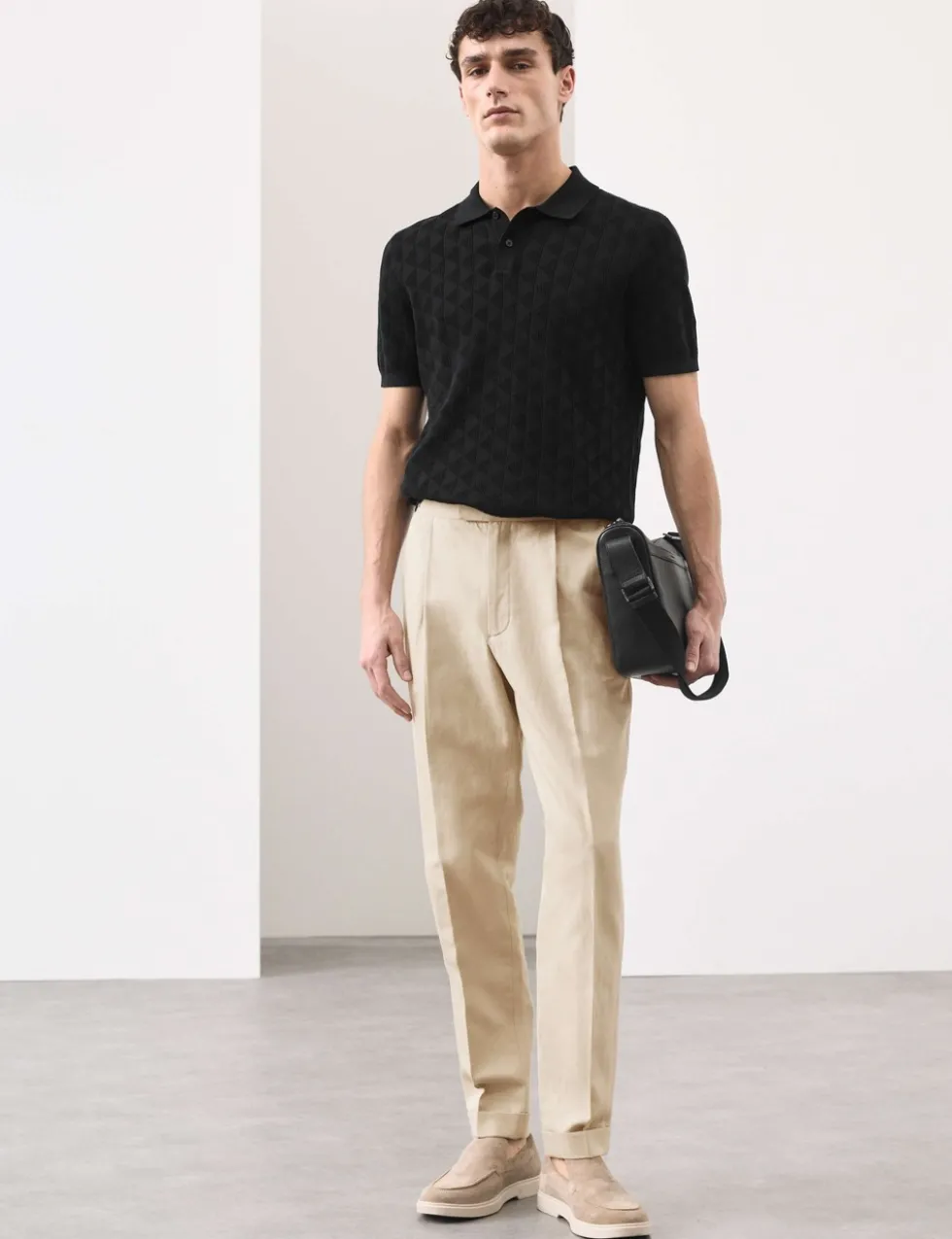 Tapered Fit Cotton Linen Blend Trousers