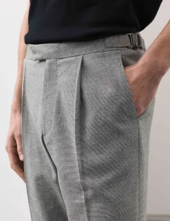 Tapered Fit Cotton Linen Blend Trousers