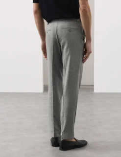 Tapered Fit Cotton Linen Blend Trousers