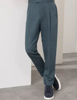 Tapered Fit Cotton Linen Blend Trousers