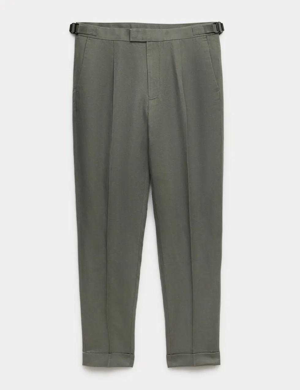 Tapered Fit Cotton Linen Blend Trousers