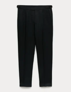 Tapered Fit Cotton Linen Blend Trousers