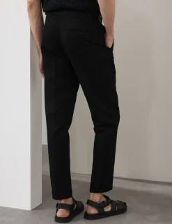 Tapered Fit Cotton Linen Blend Trousers