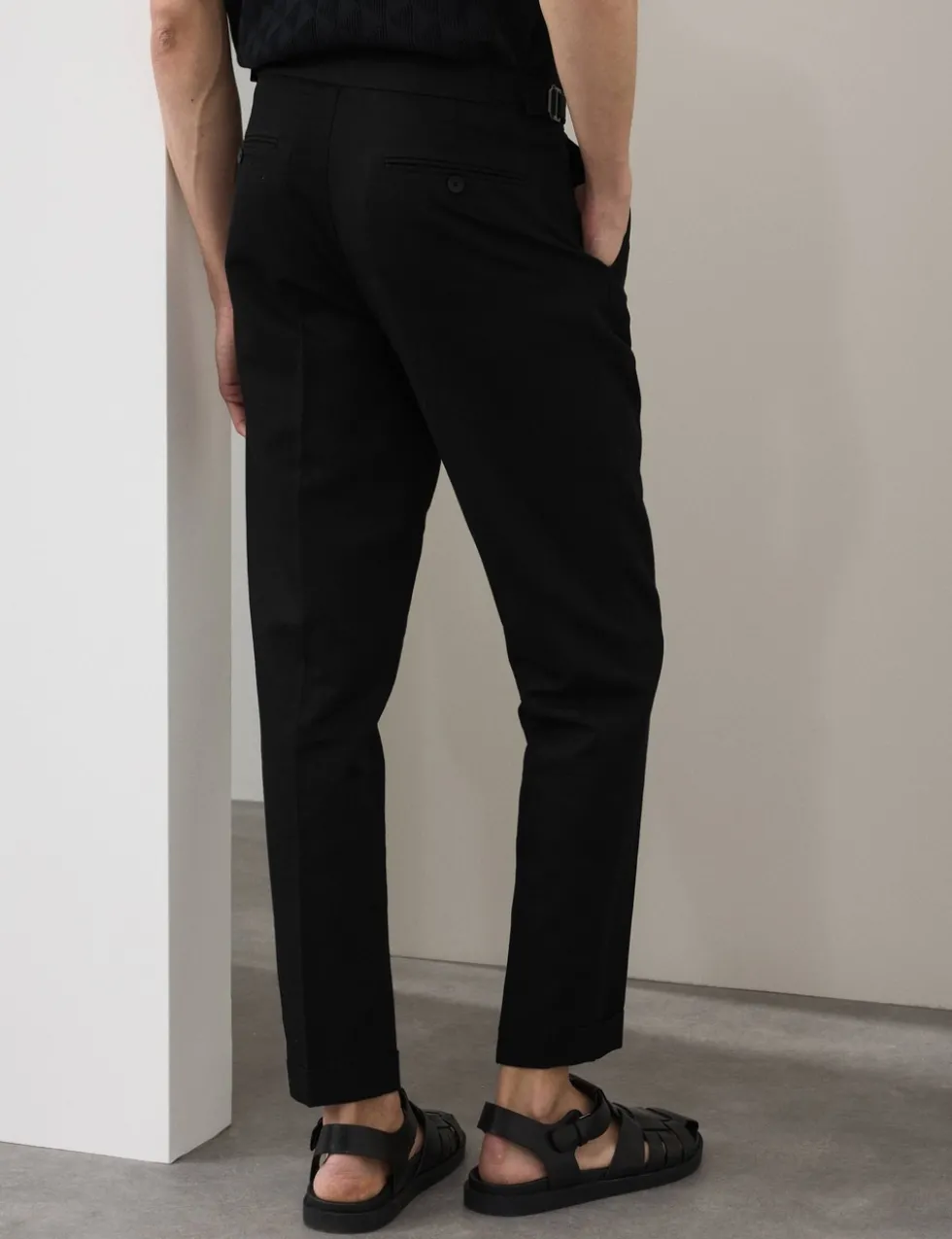 Tapered Fit Cotton Linen Blend Trousers