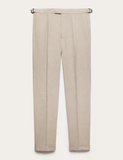 Tapered Fit Cotton Linen Blend Trousers