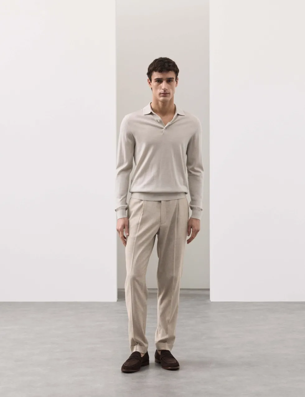 Tapered Fit Cotton Linen Blend Trousers