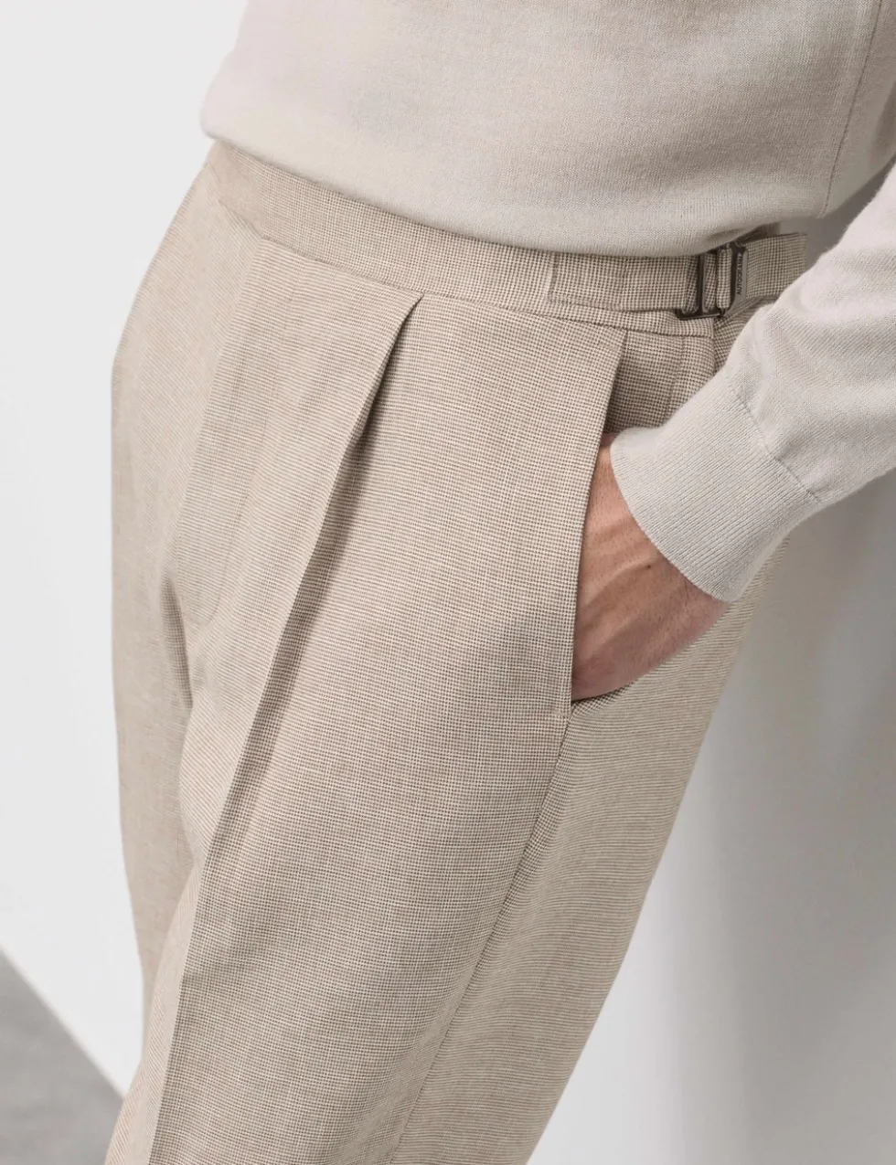 Tapered Fit Cotton Linen Blend Trousers
