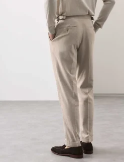 Tapered Fit Cotton Linen Blend Trousers