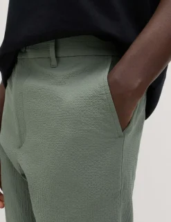 Tapered Fit Cotton Rich Seersucker Trousers