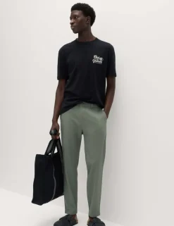 Tapered Fit Cotton Rich Seersucker Trousers