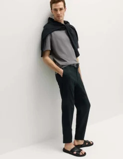 Tapered Fit Cotton Rich Seersucker Trousers