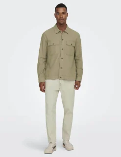 Tapered Fit Cotton Rich Trousers with Linen