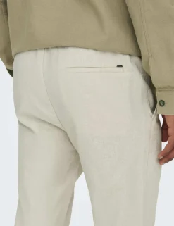 Tapered Fit Cotton Rich Trousers with Linen