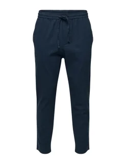 Tapered Fit Cotton Rich Trousers with Linen