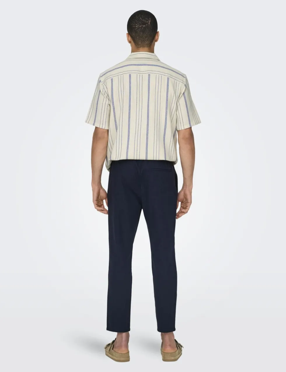 Tapered Fit Cotton Rich Trousers with Linen