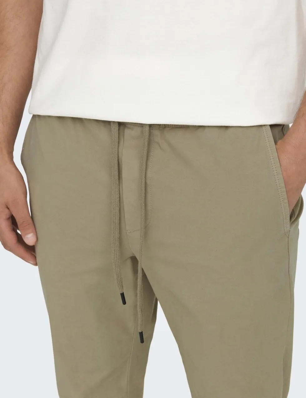 Tapered Fit Elasticated Waist Stretch Trousers