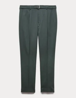 Tapered Fit Self Belt Twill Trousers