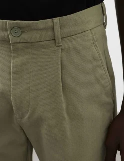 Tapered Fit Textured Dobby Pleat Front Chinos