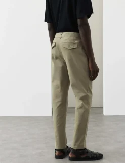 Tapered Fit Textured Dobby Pleat Front Chinos