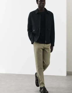 Tapered Fit Textured Dobby Pleat Front Chinos