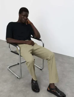 Tapered Fit Textured Dobby Pleat Front Chinos