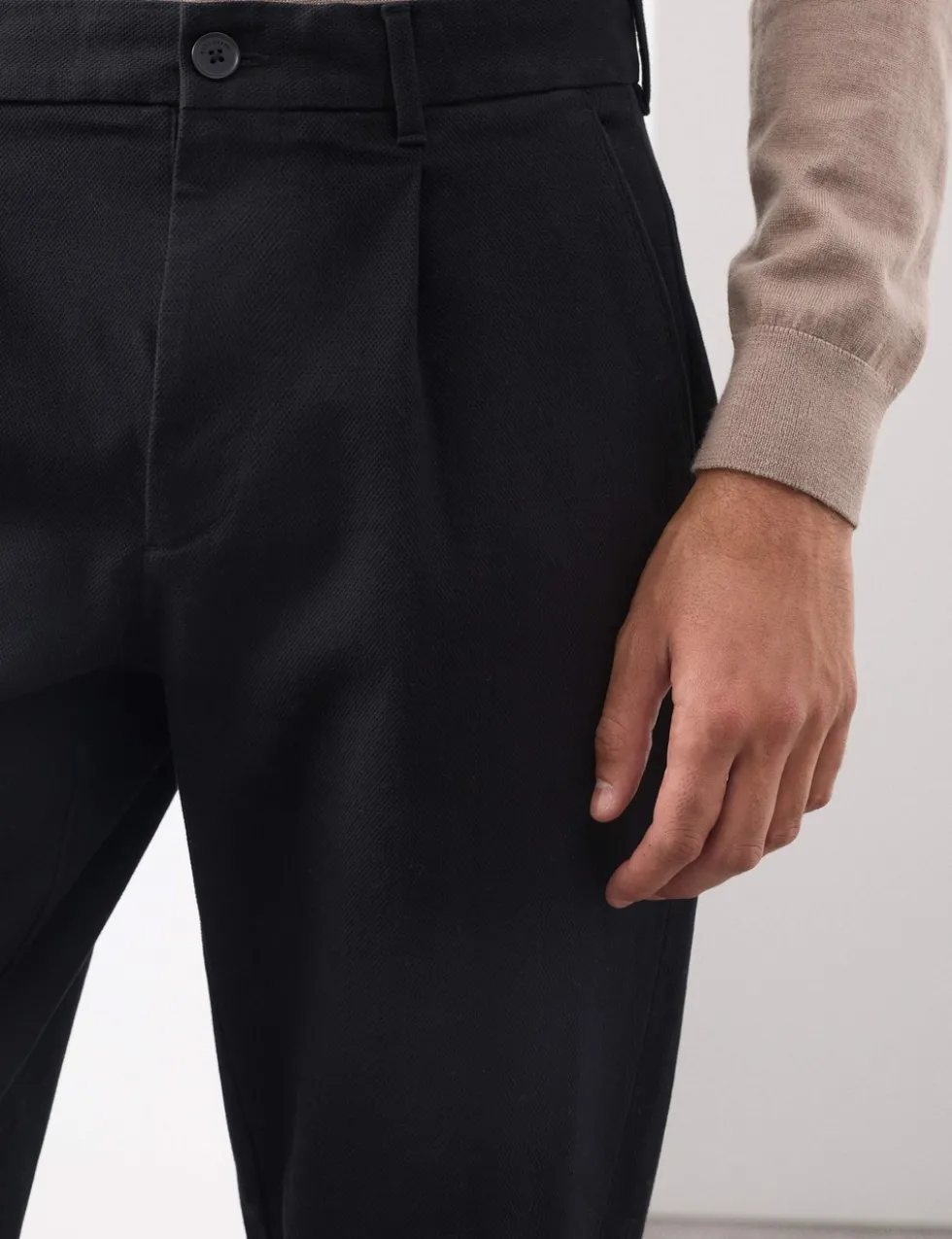 Tapered Fit Textured Dobby Pleat Front Chinos