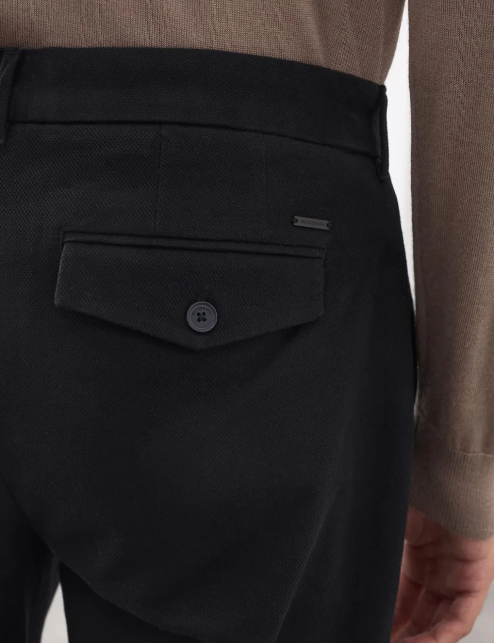 Tapered Fit Textured Dobby Pleat Front Chinos