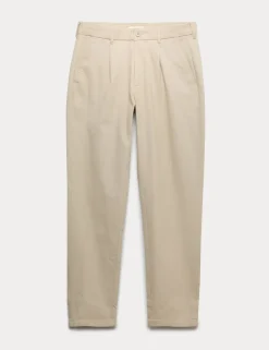 Tapered Fit Textured Dobby Pleat Front Chinos