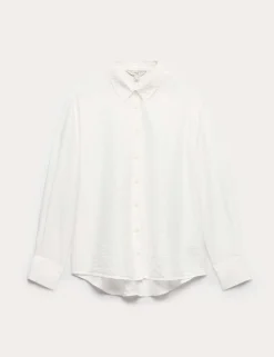 Textured Collared Button Through Shirt