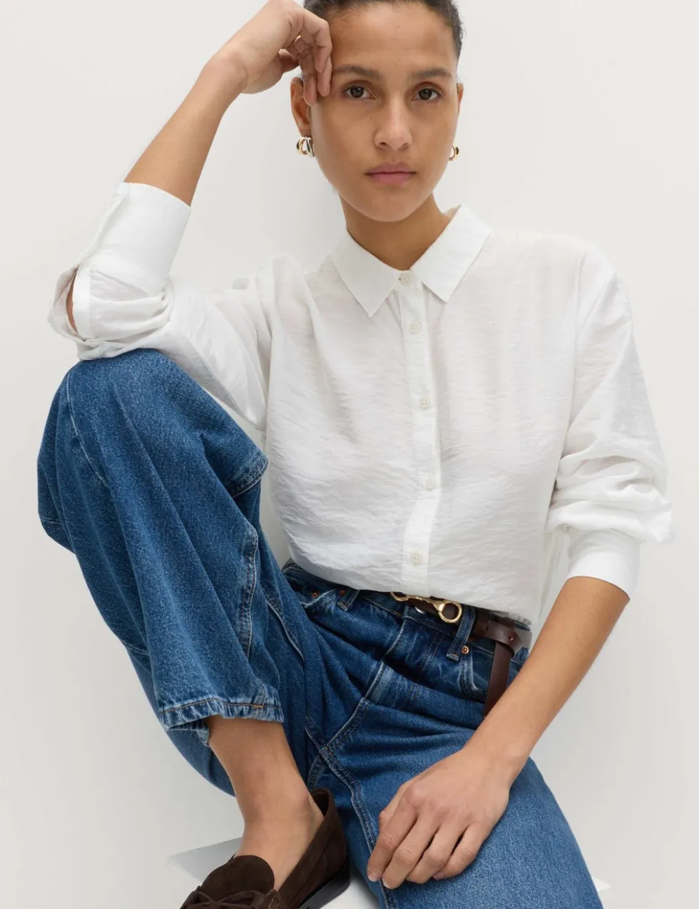 Textured Collared Button Through Shirt