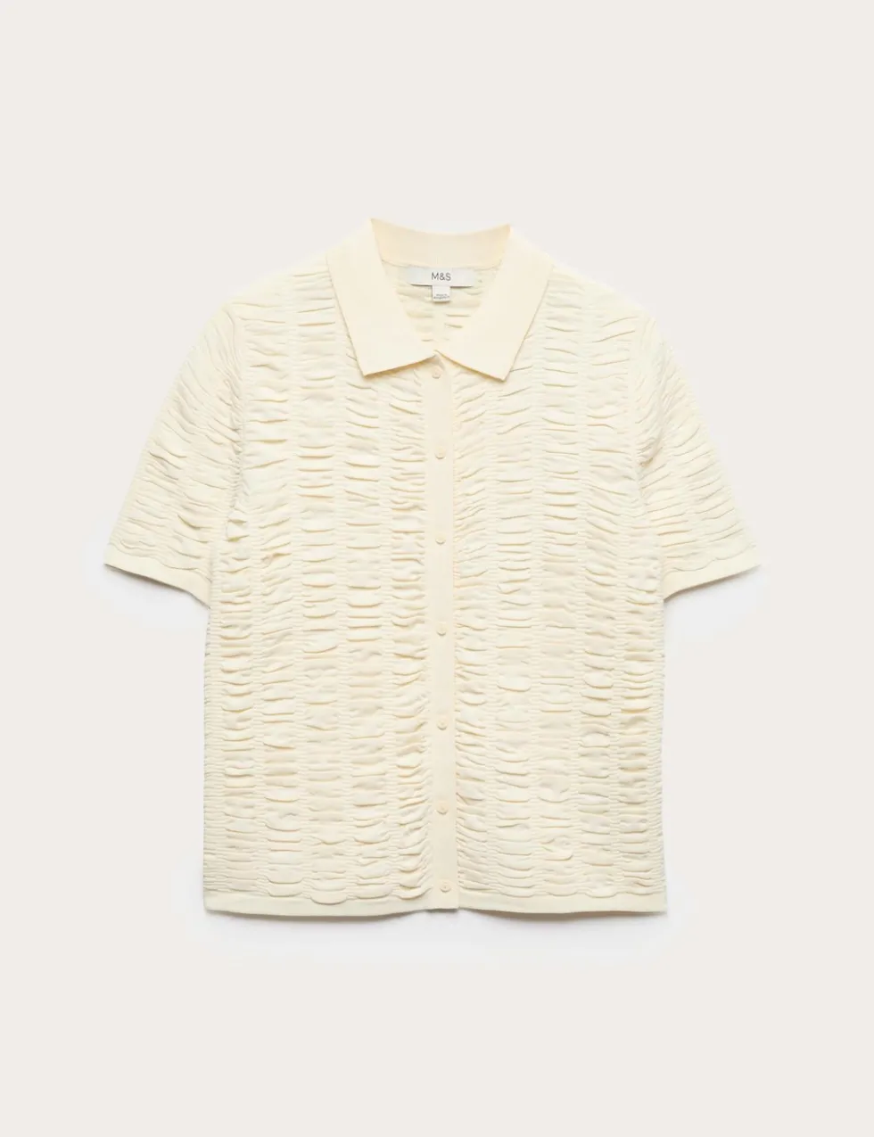 Textured Collared Fitted Cardigan