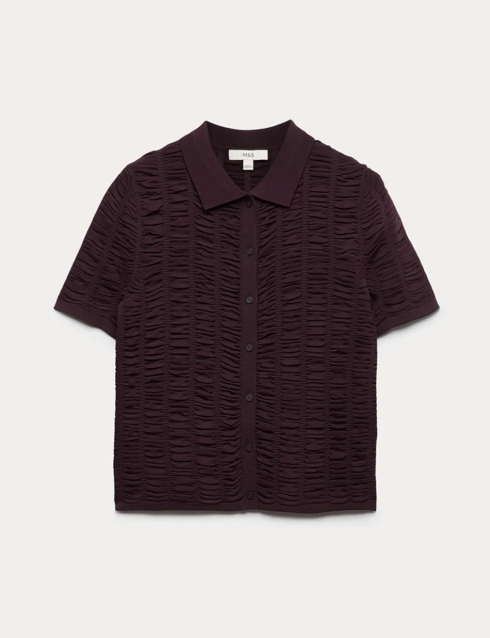 Textured Collared Fitted Cardigan