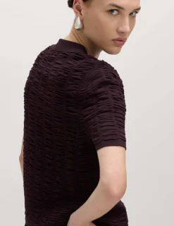 Textured Collared Fitted Cardigan