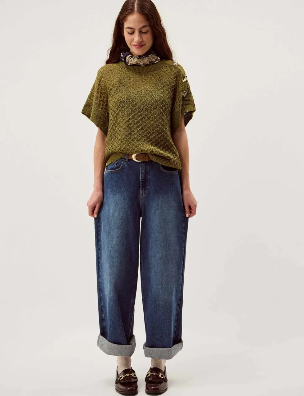 Textured Crew Neck Button Detail Jumper