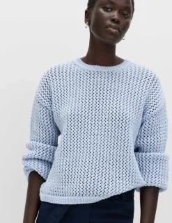 Textured Crew Neck Cropped Jumper