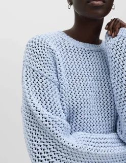 Textured Crew Neck Cropped Jumper