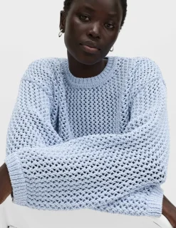 Textured Crew Neck Cropped Jumper