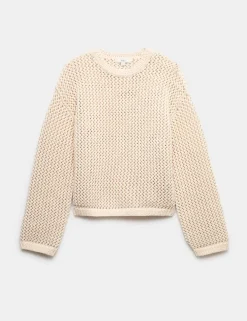 Textured Crew Neck Cropped Jumper
