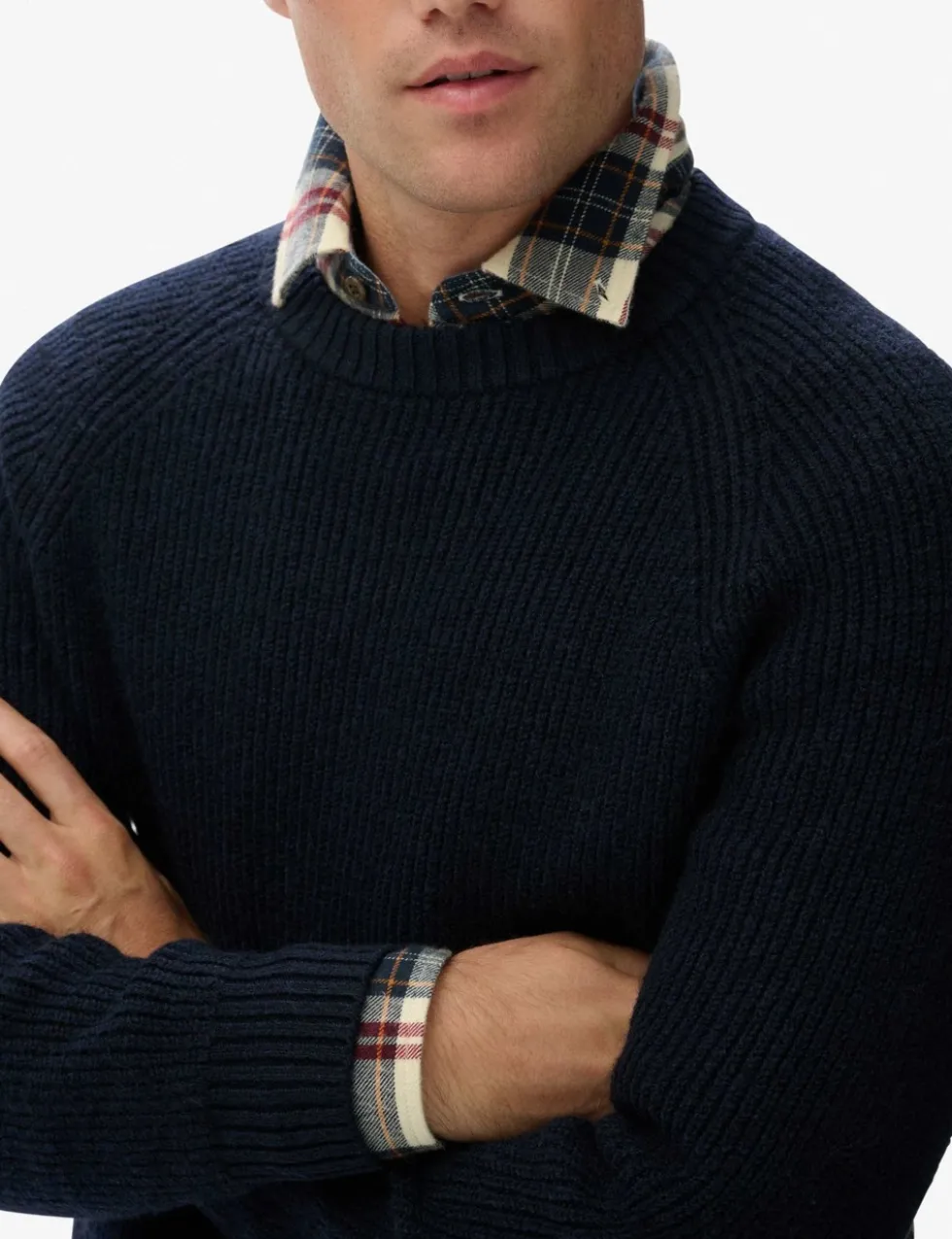 Textured Crew Neck Raglan Jumper
