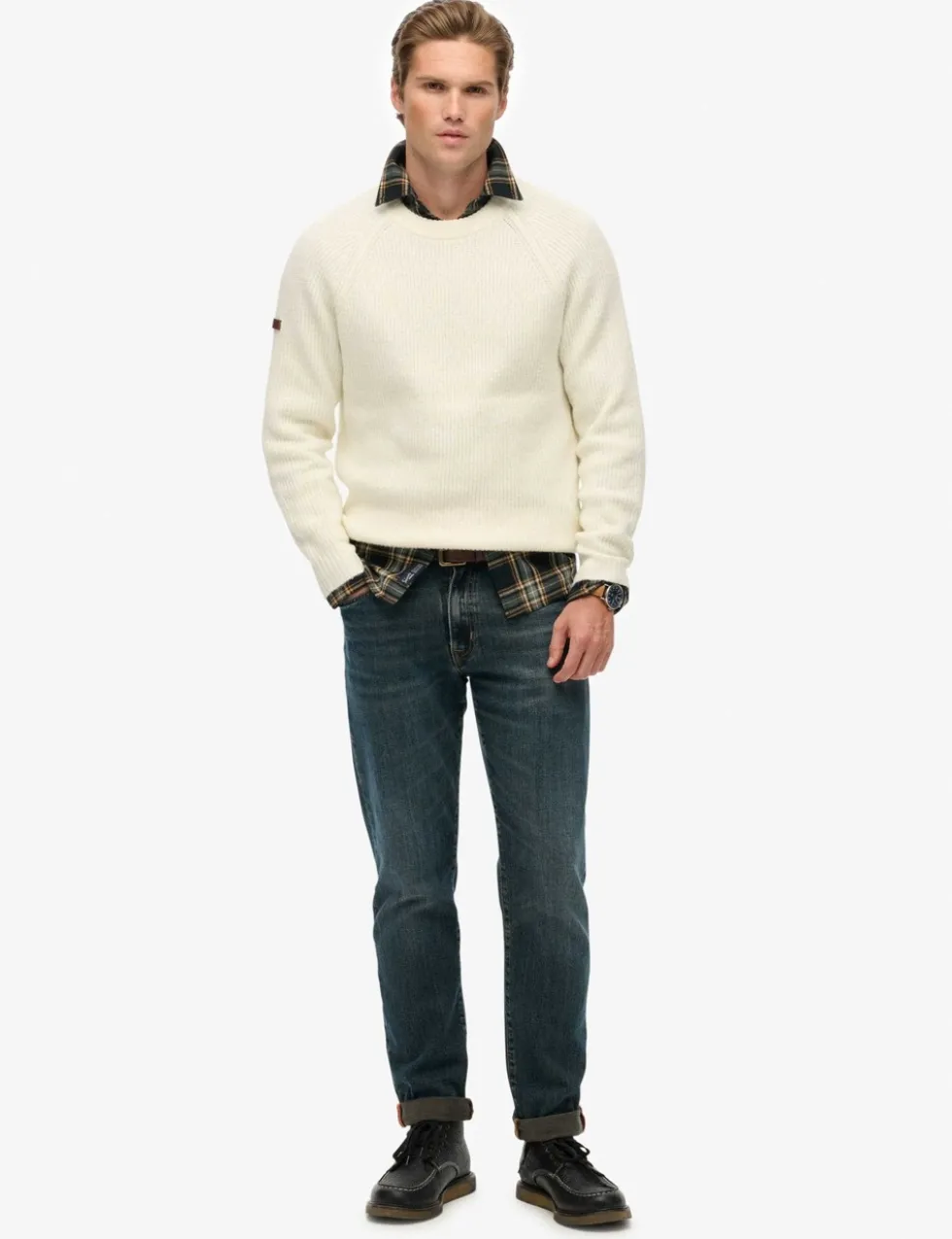 Textured Crew Neck Raglan Jumper