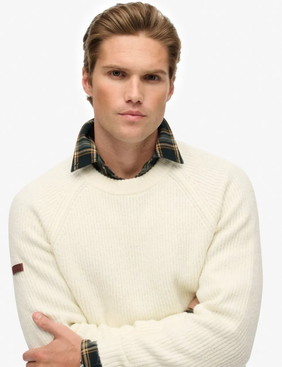 Textured Crew Neck Raglan Jumper