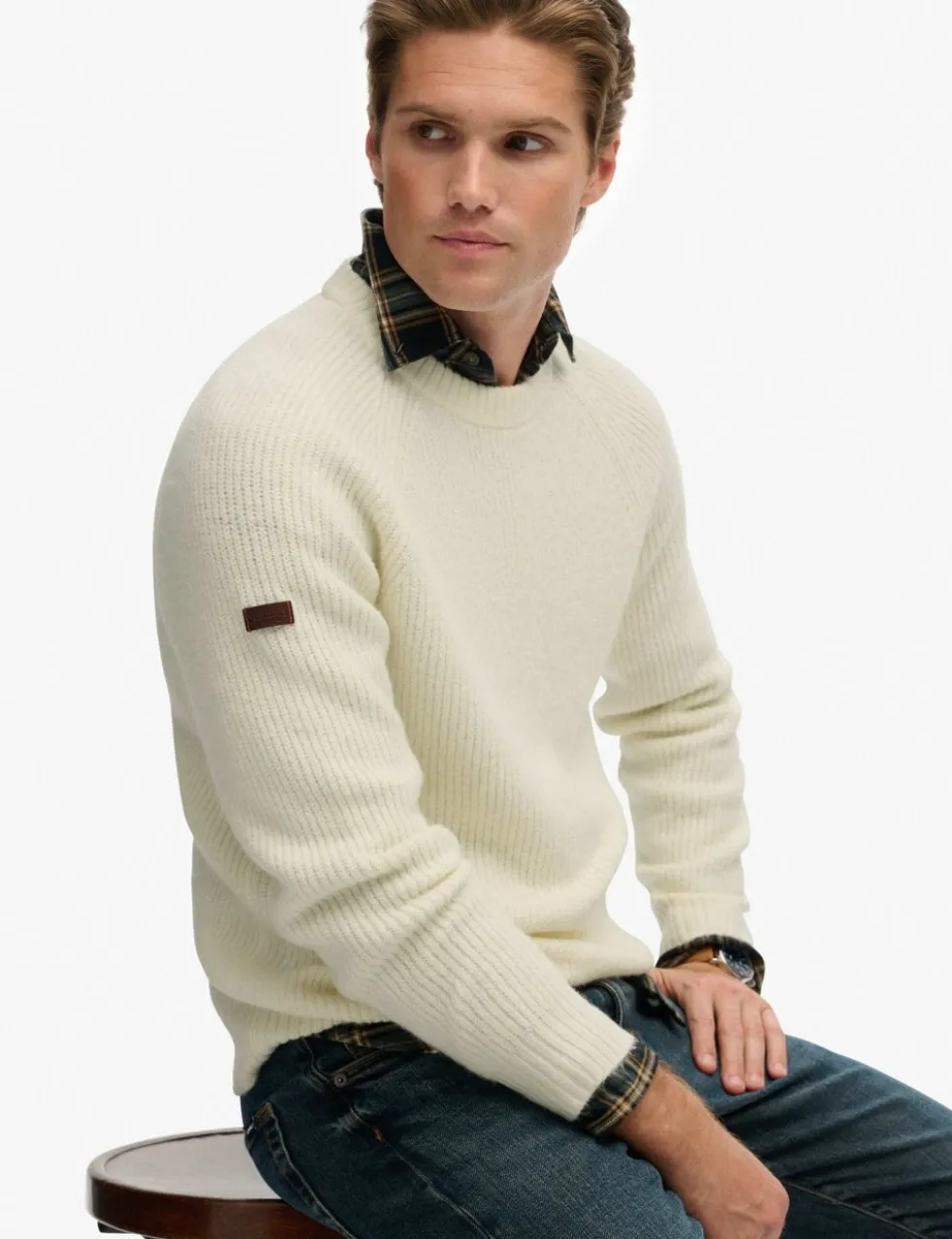 Textured Crew Neck Raglan Jumper