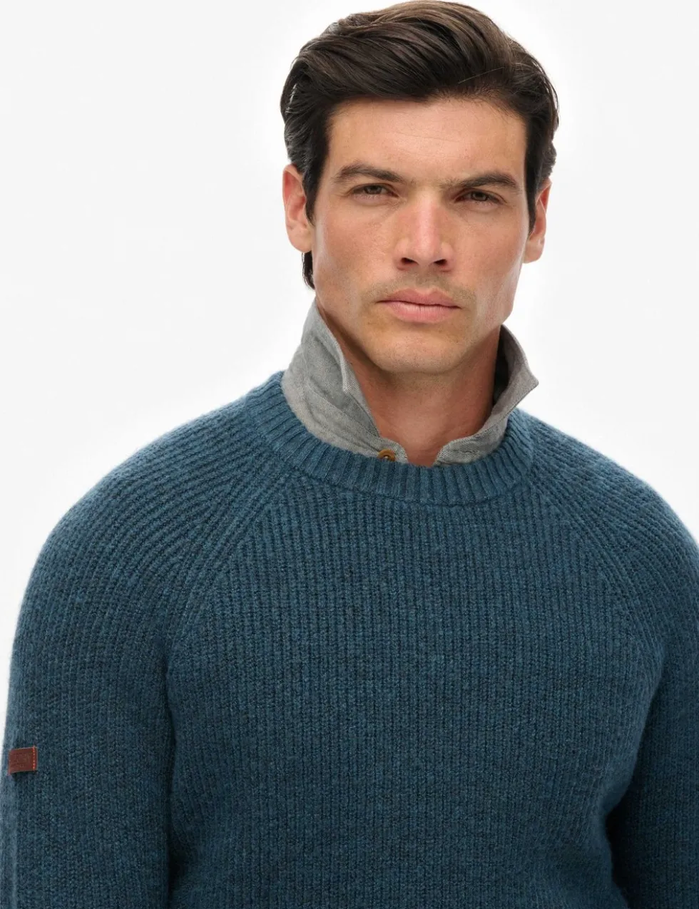 Textured Crew Neck Raglan Jumper