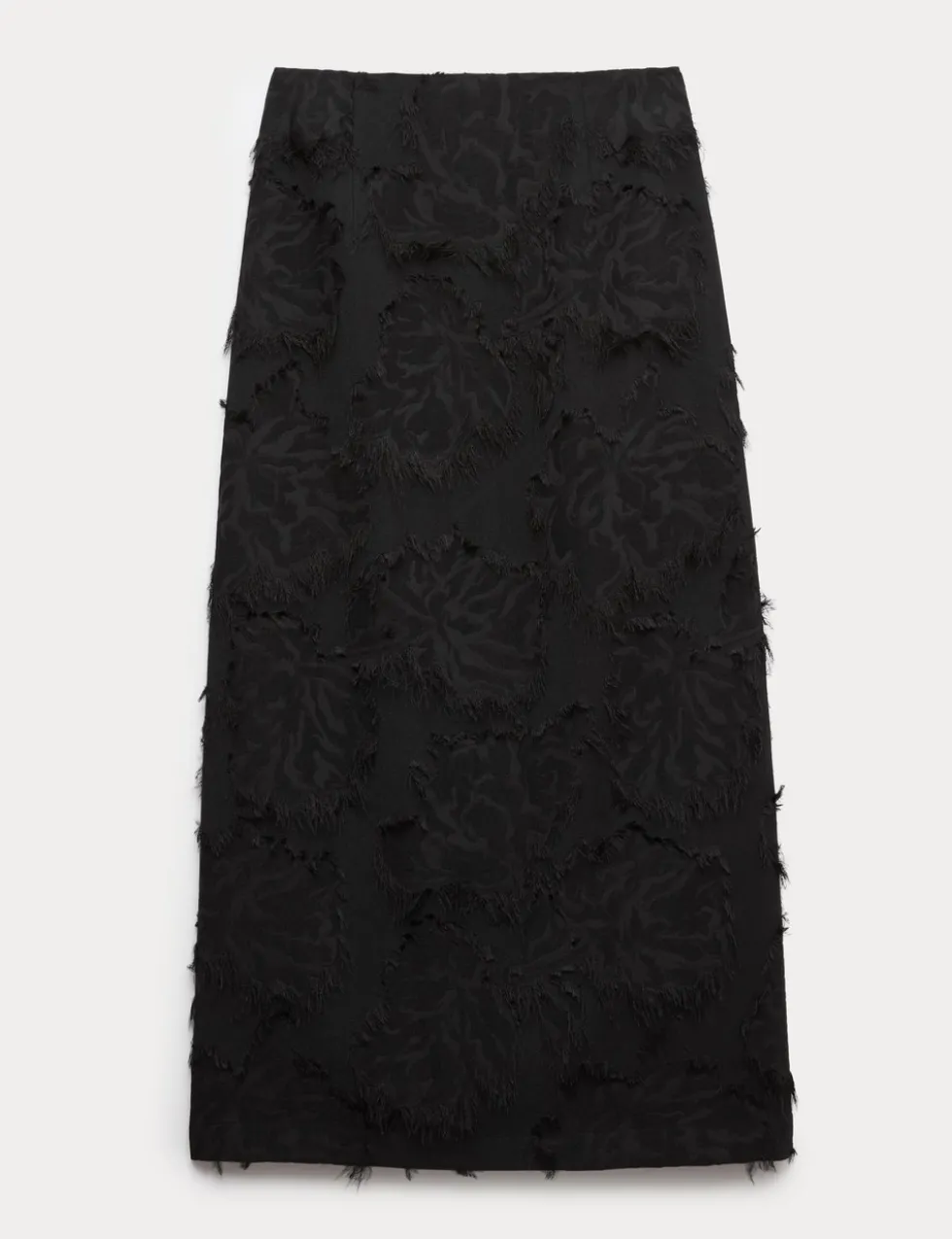 Textured Floral Jacquard Midi Column Skirt