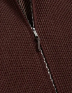 Textured Funnel Neck Knitted Jacket