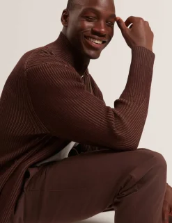 Textured Funnel Neck Knitted Jacket