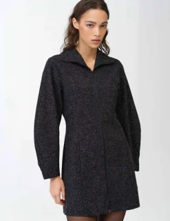 Textured Funnel Neck Mini Shift Dress