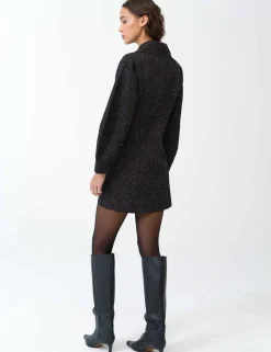 Textured Funnel Neck Mini Shift Dress