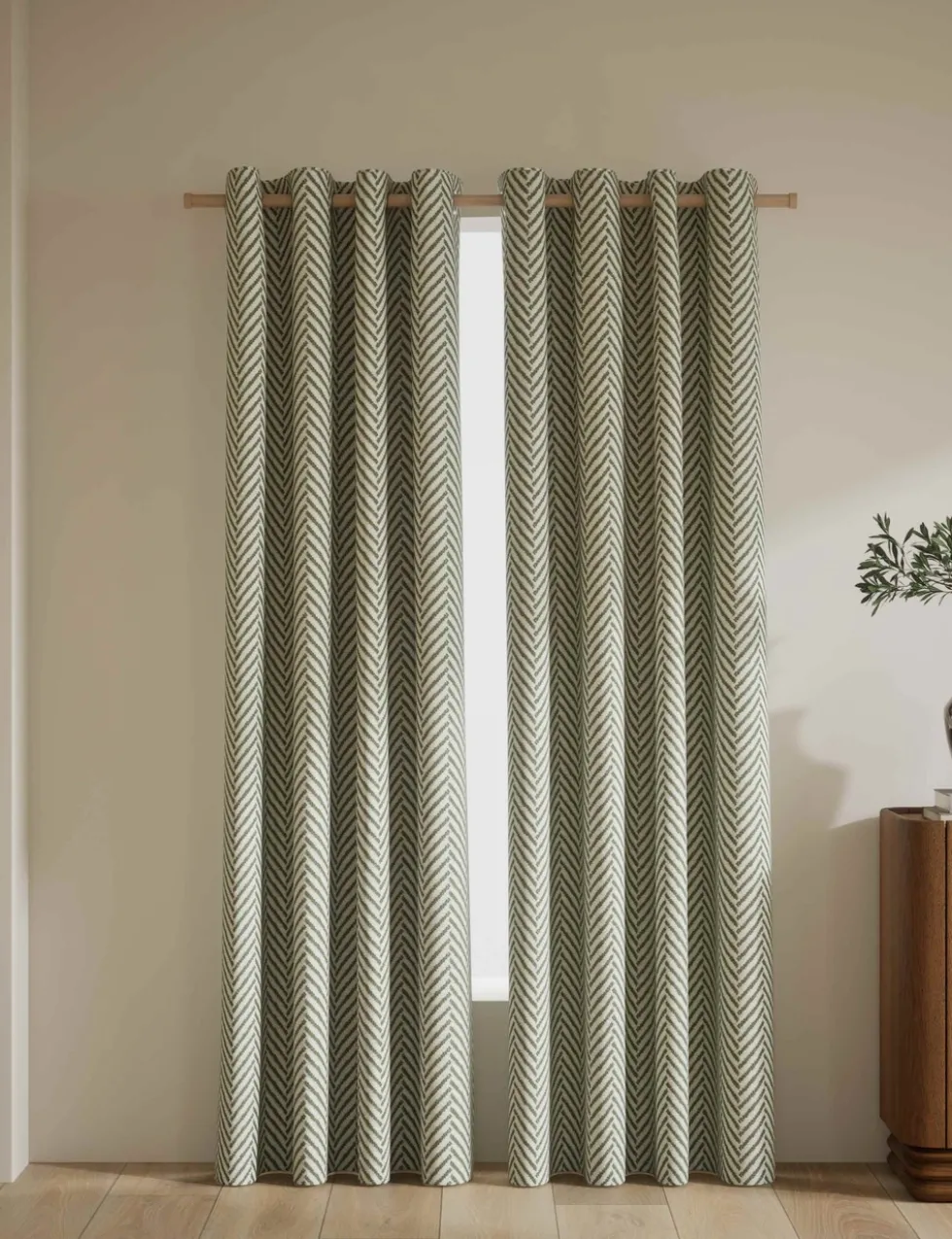 Textured Herringbone Eyelet Curtains
