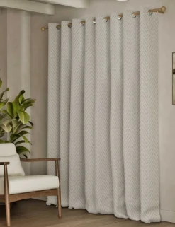 Textured Herringbone Eyelet Curtains